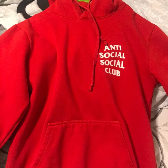 Anti social social hoodie in red - Picture 3 of 3